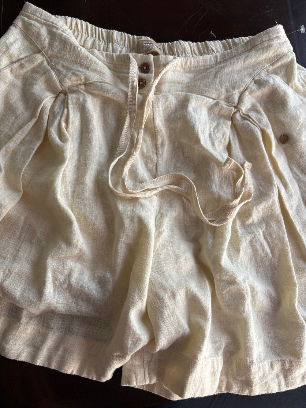 Free-est by Free People Cream/light yellow Elastic-Waist Knit Shorts